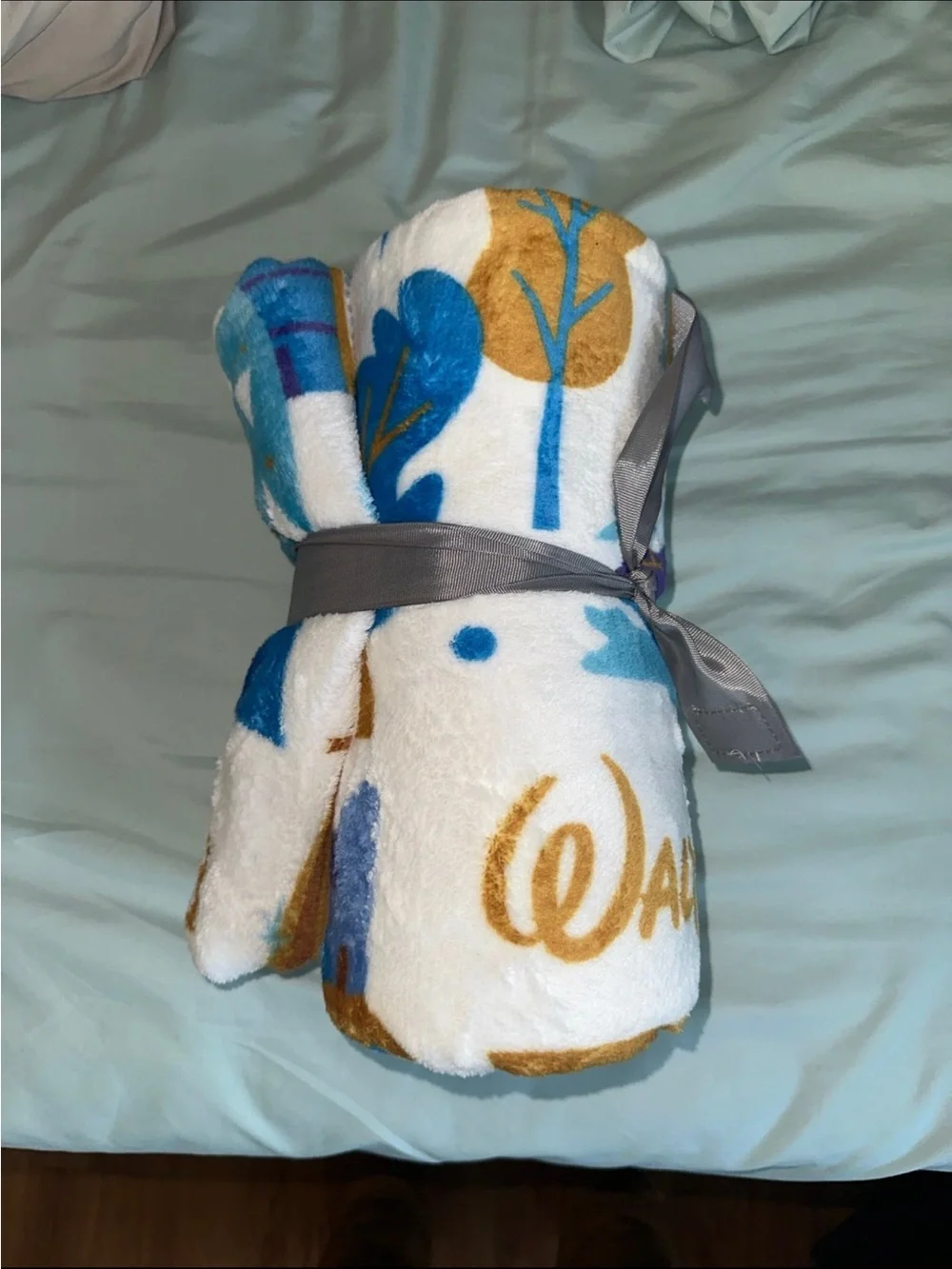 Disney Plush Throw Blanket in White, Blue & Gold